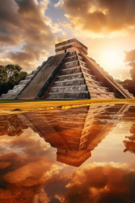 Journey back in time as you explore the majestic Chichen Itza. From the towering Kukulkan pyramid to the detailed stone carvings, our guide takes you on an unforgettable tour of this Mayan marvel. Uncover the mysteries of an ancient civilization. Click to learn more! Mayan Aesthetic, Chicken Itza, Maya Pyramid, Mayan Empire, Mayan Pyramids, Mayan Architecture, Mexico Desert, Aztec Pyramids, Mayan Civilization