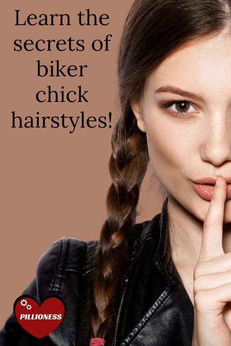 Biker chick style hairstyles made easy How To Style Hair For Motorcycle Helmet, Biker Girl Hairstyles Helmet Hair, Hairstyles For Riding Motorcycles Short Hair, Hairstyles For Riding A Motorcycle, Hairstyle For Riding Motorcycle, Biker Bandana Hairstyles, Harley Davidson Hair Styles For Women, Female Biker Hairstyles, Hairstyles With Helmets