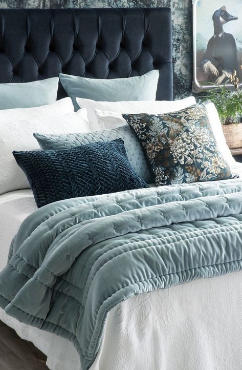 Blue Comforter Bedroom, Boho Bedroom Furniture, Bedroom Colour Palette, Boho Bedroom Ideas, Comfortable Bedroom, Blue Bedroom, Master Bedrooms Decor, Remodel Bedroom, Beautiful Bedrooms