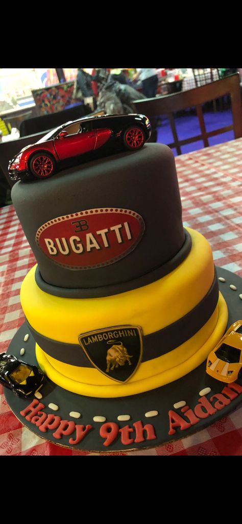 Bugatti Birthday Party Ideas, Bugatti Car Cake, Bugatti Birthday Cake, Birthday Cake For Boys 9th Birthday, Lamborghini Party Ideas, Lamborghini Birthday Party Ideas, Lamborghini Cakes For Boys, Bugatti Cake, Lamborghini Cake