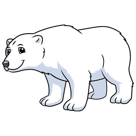 Polar Bear Drawing Cartoon, Polar Bear Cute Drawing, Polar Bear Outline Printable, How To Draw A Polar Bear, Polar Bear Drawing Easy, Bear Cartoon Images, Polar Bear Outline, Bear Face Drawing, Schnee Party