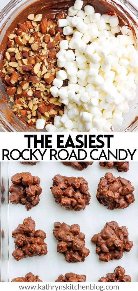 Rocky Road Candy Recipe, Easy Rocky Road Recipe, Candy Clusters, Rocky Road Candy, Easy Rocky Road, Rocky Road Recipe, Chocolate Clusters, Easy Candy Recipes, Chocolate Candy Recipes