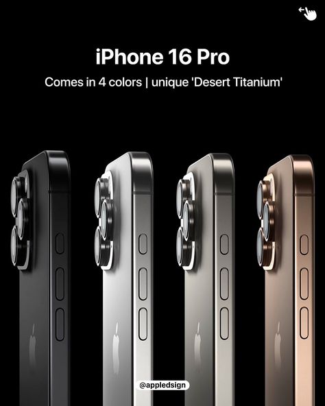 The new bigger iPhone 16 Pro and iPhone 16 Pro Max are here and they come in a gorgeous, stunning new Desert Titanium packed with amazing new features like Camera Control, A18 Pro Chip and Studio Quality Microphones! Do you plan on upgrading? Share it with us in the comments! _______ #iphone16pro #iphone16promax #ios18 #newiphone #refinedsign Iphone 16 Pro Max Colors, Iphone 16 Pro Aesthetic, Bond Paper Design, Color Design Inspiration, Bond Paper, Unique Desserts, Aesthetic Iphone, Iphone 16 Pro, Apple Products