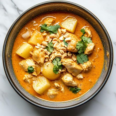 Massaman Gai is my go-to Thai curry for picky eaters: not spicy, creamy coconut milk, chicken, potatoes, and peanuts, what's not to love? Massaman Curry Chicken, Easy Thai Food, Thai Chicken Curry Soup, Chicken Massaman, Chicken Massaman Curry, Thai Cashew Chicken, Thai Massaman Curry, Malaysian Curry, Massaman Curry Paste