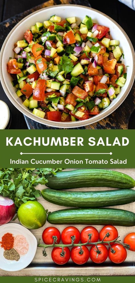 Indian Tomato Salad, Cucumber Salad Indian Style, Cucumber Recipes Indian, Indian Cucumber Recipes, Kachumber Salad Indian Recipes, Cucumber Salad Indian, Cucumber Cilantro Salad, Cucumber Pepper Salad, Cucumber Dishes