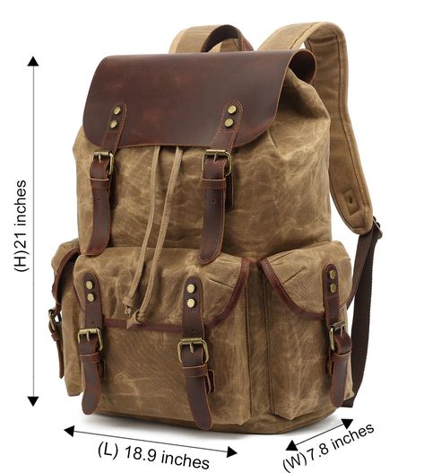 Men Waxed Canvas Leather Backpack Travel Rucksack Camping Hiking School Book Bag | eBay Waxed Canvas Leather Backpack, Leather School Bag, Wax Canvas, Waxed Canvas Backpack, Canvas Rucksack, Laptop Shoulder Bag, Vintage Backpacks, Travel Bags For Women, Leather Laptop