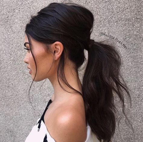 Push Up Hair Ponytail Hairstyles Easy, Messy Ponytail, A Ponytail, Prom Hairstyles For Long Hair, Girl Haircuts, Penteado Cabelo Curto, Low Ponytail, Wedding Hair And Makeup, Great Hair