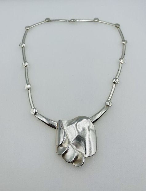 Lapponia Finland vintage sterling silver necklace. Beautiful hand made modernist brutalist design. Lapponia sterling hallmarks. Necklace measures approximately 17 inches long. Drop pendant measures 1 1/2 inches. Weighs 52.4 grams. Very good condition. Vintage Sterling Silver Necklace, Brutalist Design, Drop Pendant, Sterling Silver Necklace, Beautiful Hand, Vintage Sterling Silver, Sterling Silver Necklaces, Finland, Hand Made