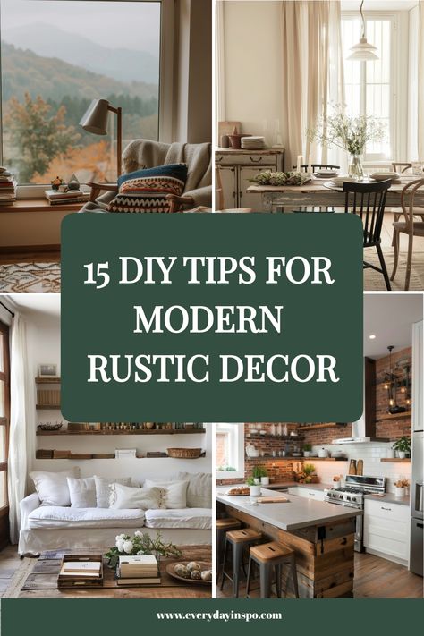 See how to create modern rustic decor at home with these quick DIY tips. How To Make A Modern House Look Rustic, Rustic Home Decor Cabin Mountain Interior Design, Artwork For A Modern Rustic Lakehouse, Modern Rustic Design Interiors, Modern Cabin Interior Artwork, Rustic Decorating Ideas, Rustic Luxury, Modern Rustic Home, Modern Rustic Chandelier Lowe's