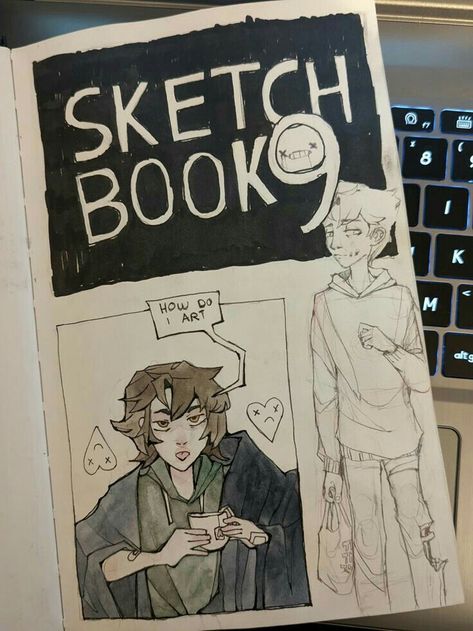 Sketchbook Art Inspiration Cartoon, Art Sketchbook Cover Ideas Aesthetic, Sketches In Sketchbooks, Sketchbook Cover Art Inspiration, Tamaytka Art Sketchbook, Sketch Cover Ideas, Sketchbook Oc Doodles, Cool Sketchbook Covers, Art Folder Cover Ideas