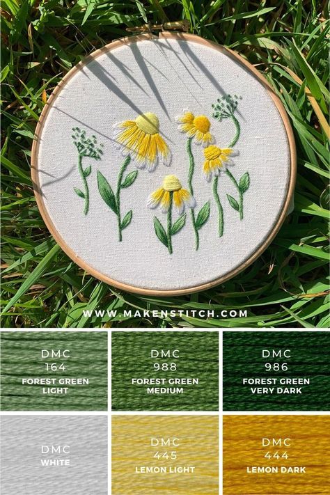 Vibrant and energizing stitch color palette for your embroidery projects. DMC to Anchor embroidery thread conversion chart included. Embroidery Color Combinations, Embroidery Color Palette, Stitch Palettes, Daisies Embroidery, Yarn Bracelets, Color Mixing Chart, Anchor Embroidery, Color Palette Yellow, Rose Tutorial