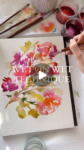 Jenna Rainey on Instagram: "🚨Comment “REVIVE” and I’ll send you my free 40-page ebook on all things watercolor and technique!!

What is wet on wet technique with watercolor?

Wet on wet technique in watercolor painting is a dynamic and fluid method that creates a range of effects from gentle color washes to vibrant, diffused patterns. The soft, blend of light and dark values or colors is where the magic lies in watercolor.

How do you do it??

It begins with wetting the paper, either in a specific area (as seen in this video!) or entirely, and then applying pigments while the surface is still damp. The water on the paper allows the pigments to spread and merge, creating smooth transitions and delicate color mixtures.

This technique is particularly my favorite for its ability to mimic nat Wet On Wet Technique, Jenna Rainey, White Gouache, Smooth Transitions, Watercolor Workshop, Art Retreats, Watercolor Books, Watercolor Lessons, Diy Watercolor Painting