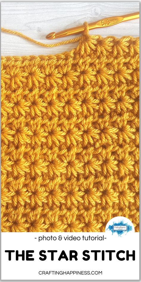 Star Stitch Crochet, Projek Mengait, Hook Crochet, Crochet Stitches For Blankets, Easy Crochet Stitches, Crochet Stars, Crochet Stitches Video, Crochet Stitches For Beginners, Easy Stitch