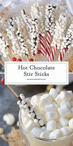 Christmas Astetic, Hot Chocolate Stir Sticks, Beverage Stations, Holiday Desert, Hot Chocolate Party, Marshmallow Sticks, Winter Drink, Chocolate Spoons, Winter Treats