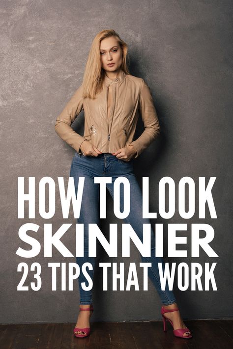 How to Dress to Look Thinner | Want to lose 10 pounds without exercising or dieting? Whether you’re plus size or just want to know how to dress for your body shape, these tips and ideas are for you! We’ll teach you what to wear, the importance of choosing clothes that fit, how to avoid cellulite on your legs, the best neckline, and everything you need to know about skirts, jeans, pants, patterns, and more! #lookthinner #dressthinner #looktaller #fashionhacks #beautyhacks #loseweight #flatbelly Constant Headaches, 23 Fashion, Looks Jeans, Look Plus Size, Foto Tips, 60 Fashion, Losing 10 Pounds, Fashion Hacks Clothes, Fashion Tips For Women