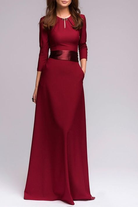 Dress Formal Elegant, Wine Maxi Dress, Sukienki Maksi, Fesyen Islam, Elegant Red Dress, Sewing Dress, Dresses Formal Elegant, Elegante Casual, Maxi Dress Online