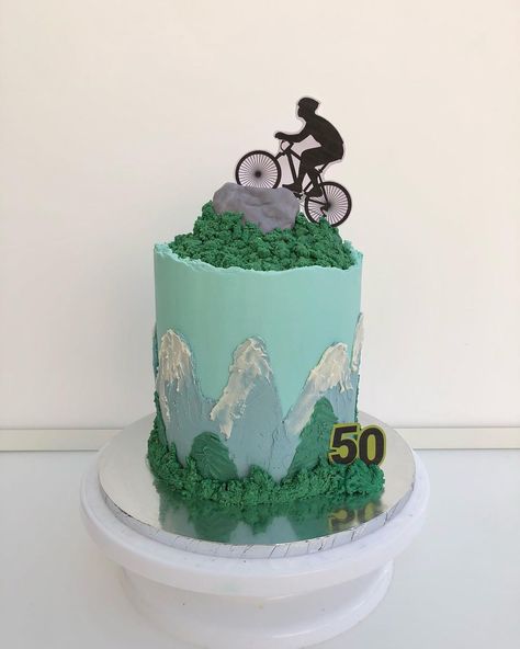 Birthday Cake Cycling Theme, Mountain Biking Birthday Cake, Cycling Birthday Cake, Biking Cake, Mountain Biking Cake, Mountain Bike Cake Ideas, Mountain Cake Birthday, Cake Bike, Bike Theme Cake