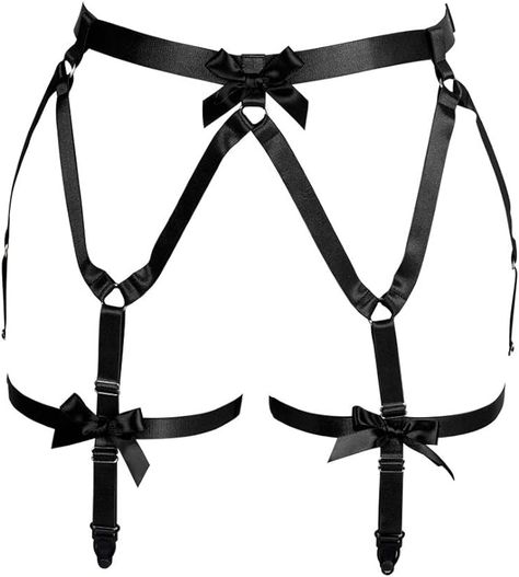 Amazon.com: PETMHS Women's Harness Garter Belt Punk Leg Waist Straps Lingerie Adjust Thigh Stockings Body (Black) : Clothing, Shoes & Jewelry Thigh Belts, Retro Party Decorations, Pentagram Harness, Gothic Belt, Thigh Garters, Black Garter Belt, Lingerie Photography, Leg Harness, Body Types Women