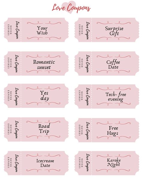 Love Coupons Valentine day gift, anniversary gift , gift for him or her, gift for boyfriend, girlfriend, husband, wife, valentine day , love vouchers | pink aesthetic| Valentine day Boyfriend Coupons Ideas For Him, Love Coupon Ideas For Boyfriend, Voucher For Boyfriend Ideas, Ticket Gift Ideas For Boyfriend, Love Vouchers For Him, Diy Vouchers For Boyfriend, Coupons For Boyfriend Spicy, Crafts To Make Your Girlfriend, Diy Coupons For Boyfriend