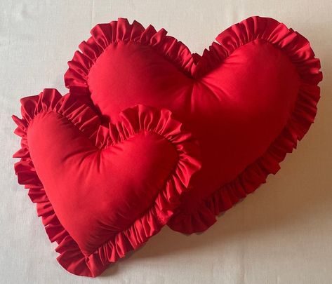 Red Heart Pillow, Coquette Pillow, Red Coquette, Beautiful Cushions, Polka Dot Decor, Red Decorative Pillows, Heart Pillows, Trendy Pillow, Heart Plush