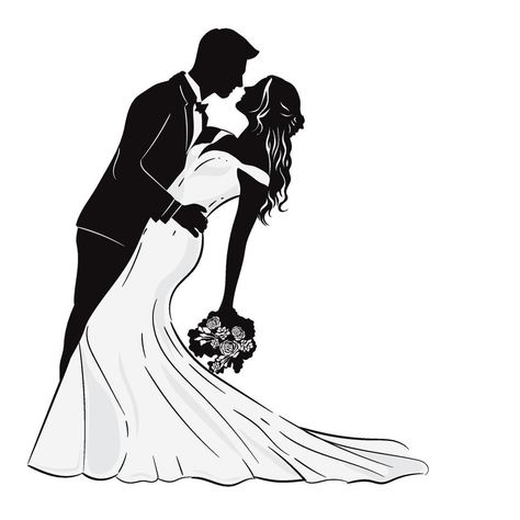 Silhouette of bride and groom for background Party Dress For Bride, Couple Illustration Wedding, Bride Silhouette, Adobe Color, Bride And Groom Silhouette, Wedding Invitation Vector, Wedding Icon, Dress For Bride, Bride Pictures