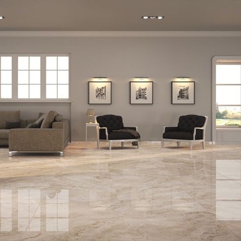 Cappuccino marble tile will bring elegance and uniqueness to your home. Link in bio for our amazing Cappuccino marble and mosaic collection! Tiles Design For Hall, Large Floor Tiles, Chic Living Room Design, Floor Tiles Design, Marble Flooring Design, Tile Floor Living Room, Hall Flooring, Contemporary Tile, Living Room Tiles