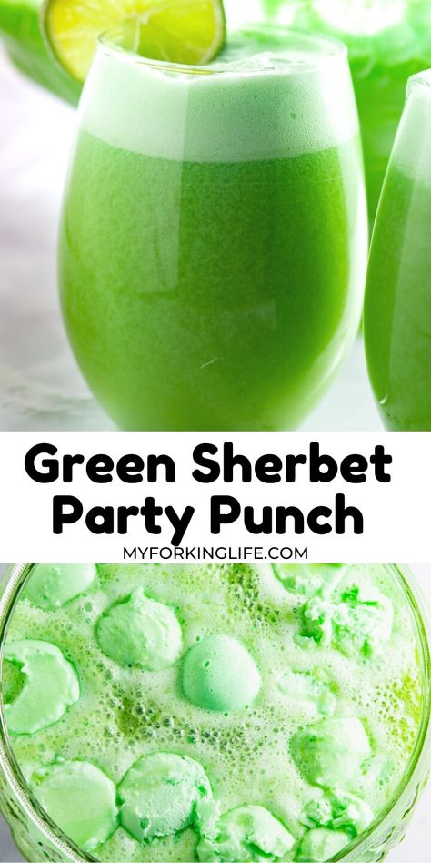 Green Sorbet Punch, Green Wedding Punch Recipes, Lime Sherbert Punch With Pineapple Juice, Lime Sorbet Punch, Punch Sherbert Recipes, Green Sherbert Punch Recipe, Cactus Juice Punch, Pond Punch Recipe Green, Sherbert Punch With Alcohol