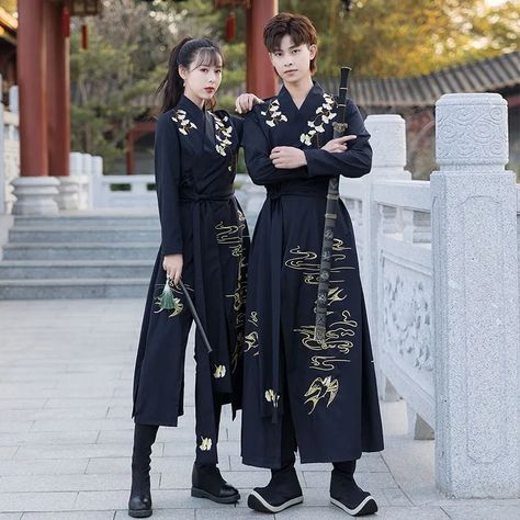 Pinocle Long-Sleeve Wrap Hanfu Top / Belt / Straight-Leg Pants | YesStyle Samurai Cosplay, Samurai Kimono, Hanfu Clothing, Traditional Chinese Clothing Hanfu, Mode Kimono, Tang Suit, Old Fashion Dresses, Japanese Samurai, Chinese Clothing