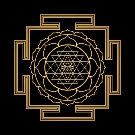 Vector vector design shiny gold tripura ... | Premium Vector #Freepik #vector #yantra #sacred #sacred-geometry #spiritual-background Shree Chakra, Spiritual Art Painting, Tripura Sundari, Goku Super Saiyan Blue, Mandala Illustration, Geometry Mandala, Sacred Geometry Mandala, Yin Yang Art, Shri Yantra