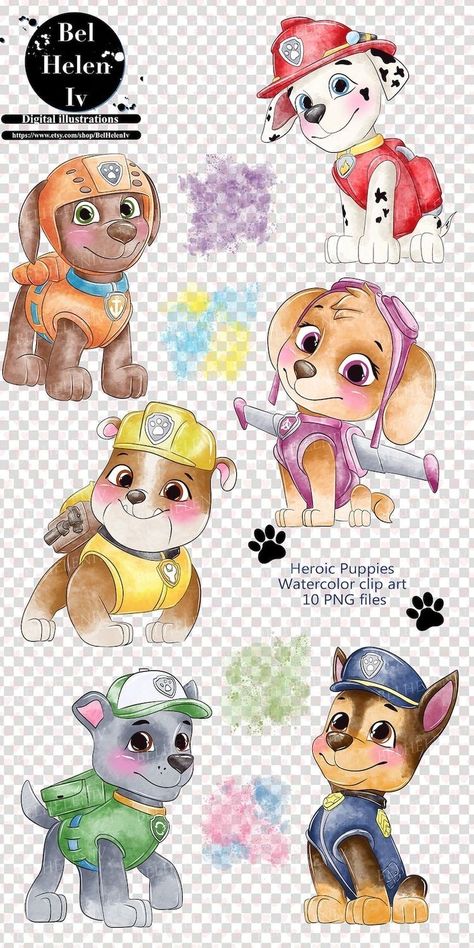 Paw Patrol Tower, Cute Dog Clipart, Paw Patrol Clipart, Creative Clips Clipart, Watercolor Frame, Puppies Cute, Marshall Paw Patrol, Paw Patrol Cake, Paw Patrol Party