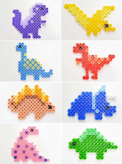 Dinosaur Iron Beads, Hama Bead Dinosaur, Pearler Bead Dino, Dinosaur Fuse Beads, Pearler Bead Patterns Dinosaur, Peeler Bead Dinosaur, Dinosaur Melty Beads, Dinosaur Pearl Beads, Perler Beads Ideas Dinosaur