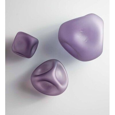 Create your own wall design with these handcrafted blown glass orbs. The soft-etched surface and dimpled form lend an organic shape allowing you to create a one-of-a-kind pattern on your wall or as a centerpiece on a dining table. Hanging hardware included. Finish: Purple VivaTerra Glass Pebbles Wall Art, Set Of 3 - Wall Decor in Indigo | Size 6.0 H x 6.5 W x 6.5 D in | Perigold Parma, Glass Pebbles, Run 3, Accent Wall Decor, Abstract Wall Decor, Wall Art Set Of 3, Art Set Of 3, Wall Decor Set, Organic Form