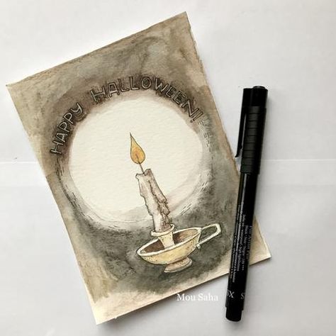 Halloween Greeting with Watercolor Art – Faber-Castell USA Yule Celebration, Halloween Watercolor, Watercolor Art Diy, Fall Arts And Crafts, Spooky Art, Halloween Arts And Crafts, Artist Pens, Diy Watercolor Painting, Halloween Greetings