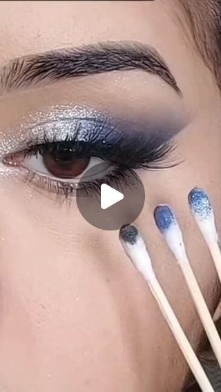 Makeup tutorial for beginners on Instagram: "Simple eye makeup using cotton swabs #makeup" Blue Grey Eyeshadow Looks, Blue Eye Shadow Looks For Brown Eyes, Blue Eyes Makeup Tutorial, Simple Eye Makeup For Beginners, Makeup Azul, Blue Eyeshadow Tutorial, Make Up Yeux, Blue Eye Shadow, Blue Eye Makeup Tutorial