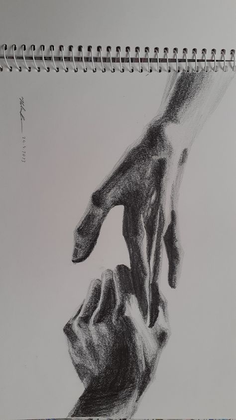 credit: @helenebossmann26 on pinterest (this account!) pencil drawing/ sketch of two hands holding/ reaching out for each other/ one hand holding another/ holding hands/ artist Holding Hands Sketch, Hand Reaching Out Drawing, Holding Hands Drawing, Two Hands Holding, Diy Canvas Art Easy, Arte Aesthetic, Trippy Designs, Water Drawing, Hands Holding