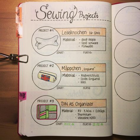 Bujo Craft Project Tracker, Bujo Project Tracker, Bullet Journal Project Tracker, Sewing Journal Ideas, Bullet Journal Project Planning, Project Journal, Project Tracker, Sewing Journal, Craft Journal