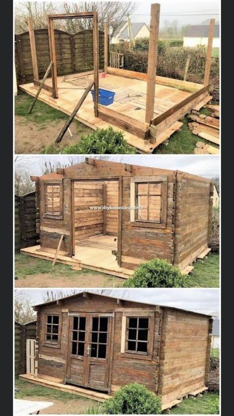 Pallet House Plans, Pallet Building, Pallet Shed, Pallet House, Pallet Decor, Wooden Pallet Projects, Recycled Pallets, Diy Holz, Diy Shed