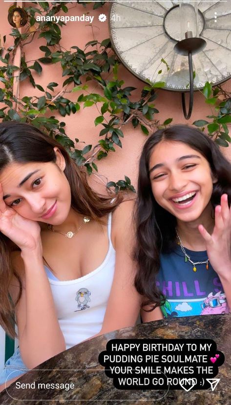 Ananya Panday is celebrating the birthday of her sister Rysa Panday. It is well-known that Ananya shares a good bond with her younger sister. On her sister’s birthday, Ananya took The post Ananya Panday wishes ‘pudding pie soulmate’ Rysa on her birthday with a candid pic appeared first on Bollywood Bubble. Sister Birthday Instagram Story, Bday Wishes For Sister, Younger Sister Birthday Quotes, Crazy Friends Caption, Rysa Panday, Quotes For Sister In Law, Happy Birthday Quotes For Sister, Birthday Caption For Sister, Desi Birthday