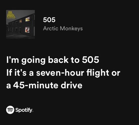 505 Lyrics, Arctic Monkeys 505, Lyrics Spotify, Music Spotify, Arctic Monkeys, Monkeys, Flight, Drive, Black And White