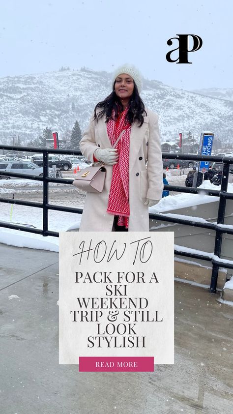 When packing for a ski vacation, it is important to consider what activities you want to do. Even if you don't want to go skiing, you should still pack warm, comfortable, & stylish clothing. In this blog I am sharing all about ski fashion and what items you should pack and wear on your ski trip. On your ski weekend trip, these tips will make sure that you can get those amazing photos while capturing the chic style. Click the link to read more! Ski Trip Pictures, Ski Weekend Outfit, Ski Vacation Outfits, Ski Trip Fashion, Weekend Trip Outfits, Weekend Trip Packing, Ski Trip Packing, Snow Vacation, Ski Weekend