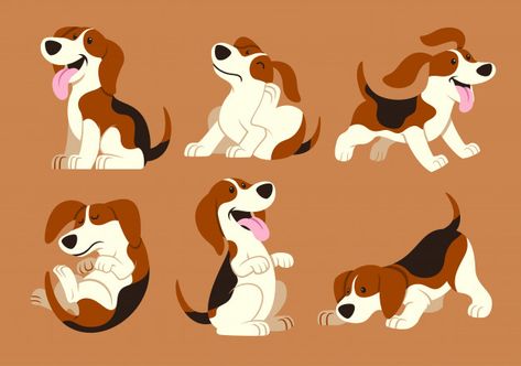 Beagle dog cartoon set Premium Vector | Premium Vector #Freepik #vector #family #dog #cartoon #animal Beagle Puppy Names, Puppy Names Boy, Beagle Funny, Beagle Art, Names Boy, Cute Beagles, Dog Cartoon, 강아지 그림, Dog Vector