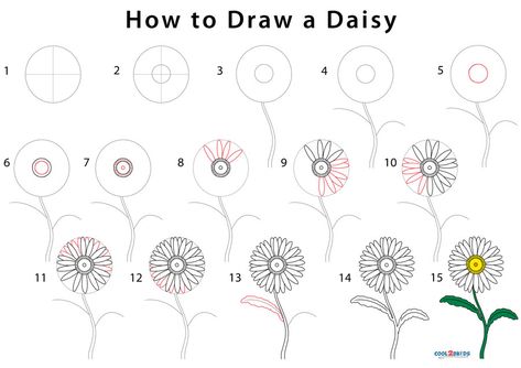 How to Draw a Daisy (Step by Step Pictures) | Cool2bKids Golden Gate Bridge Drawing, Draw Daisy, How To Draw Lightning, How To Draw Venom, Olaf Drawing, Draw A Snowman, Bridge Drawing, Daisy Drawing, Egg Artistry