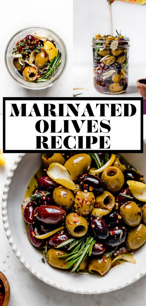 Marinated Olives Recipe, Easy Holiday Snacks, Winter Snack, Olive Oil Recipes, Marinated Olives, Olive Salad, Italian Olives, Olive Recipes, Greek Olives