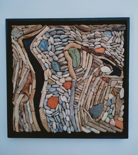 Driftwood mosaic made from coastal materials Mosaic Stone, Mosaic, Stone