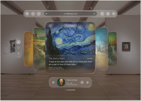 Apple Vision Pro UI - Museum Art by haniyeh karimnia on Dribbble Apple Web Design, Web Infographic, Xr Design, Ux Ui Design Inspiration, Vr Ui, Ui Web Design, Travel Website Design, Unique Website Design, Interactive Web Design