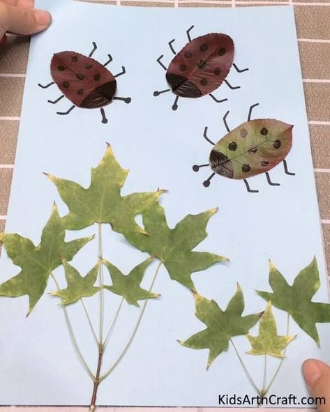 Easy Craft To Make With Leaves Check more at https://www.kidsartncraft.com/easy-leaf-craft-ideas/ Leaf Bug Craft, Leaves Projects For Kids, Leaf Bug, Library Makerspace, Hero Crafts, Bug Activities, Leaf Craft, Craft To Make, Preschool Crafts Fall