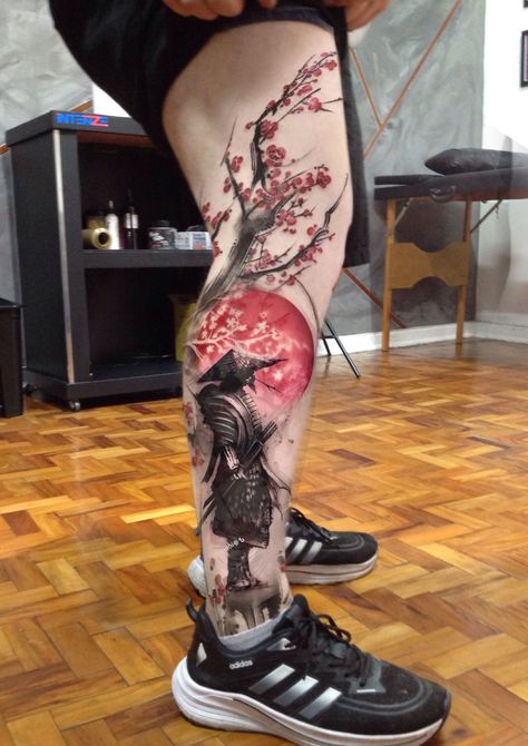 Goku With Tattoos, Oni Legs Tattoo, Samurai Tattoo Design Leg, Samurai Tattoo Sleeve Men, Japan Tatoos Ideas, Japan Tattoo Leg, Asian Sleeve Tattoo Women, Traditional Japanese Tattoo Leg Sleeve, Geisha Tattoo Back