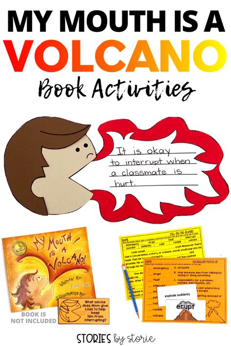 Is interrupting a problem in your classroom? It's time to share My Mouth is a Volcano by Julia Cook. These comprehension and vocabulary activities will help guide your students through the book. Students can create a volcano mouth kid craft to share their learning, too! Volcano Anger Activity, My Mouth Is A Volcano Craft, My Mouth Is A Volcano Activities Kindergarten, Volcano Books For Preschool, Sel Books And Activities, My Mouth Is A Volcano Anchor Chart, My Mouth Is A Volcano Activities Free, My Mouth Is A Volcano Activities, Julia Cook Activities