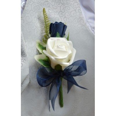 Prom Flowers Corsage, Rose Buttonhole, Prom Corsage And Boutonniere, Navy Wedding Flowers, Wedding Flower Guide, Double Rose, Rose Corsage, Blue Wedding Bouquet, Corsage And Boutonniere