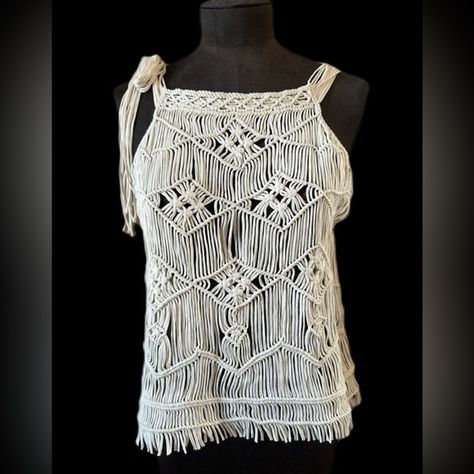 Macrame Top, Macrame Clothes, Macrame Dress, Rope Crafts, Crochet Tank, Denim And Supply, Open Weave, Ralph Lauren Tops, Denim Women